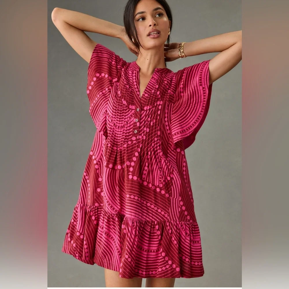 Pink Ruffled Mini Dress - Picture 3 of 4